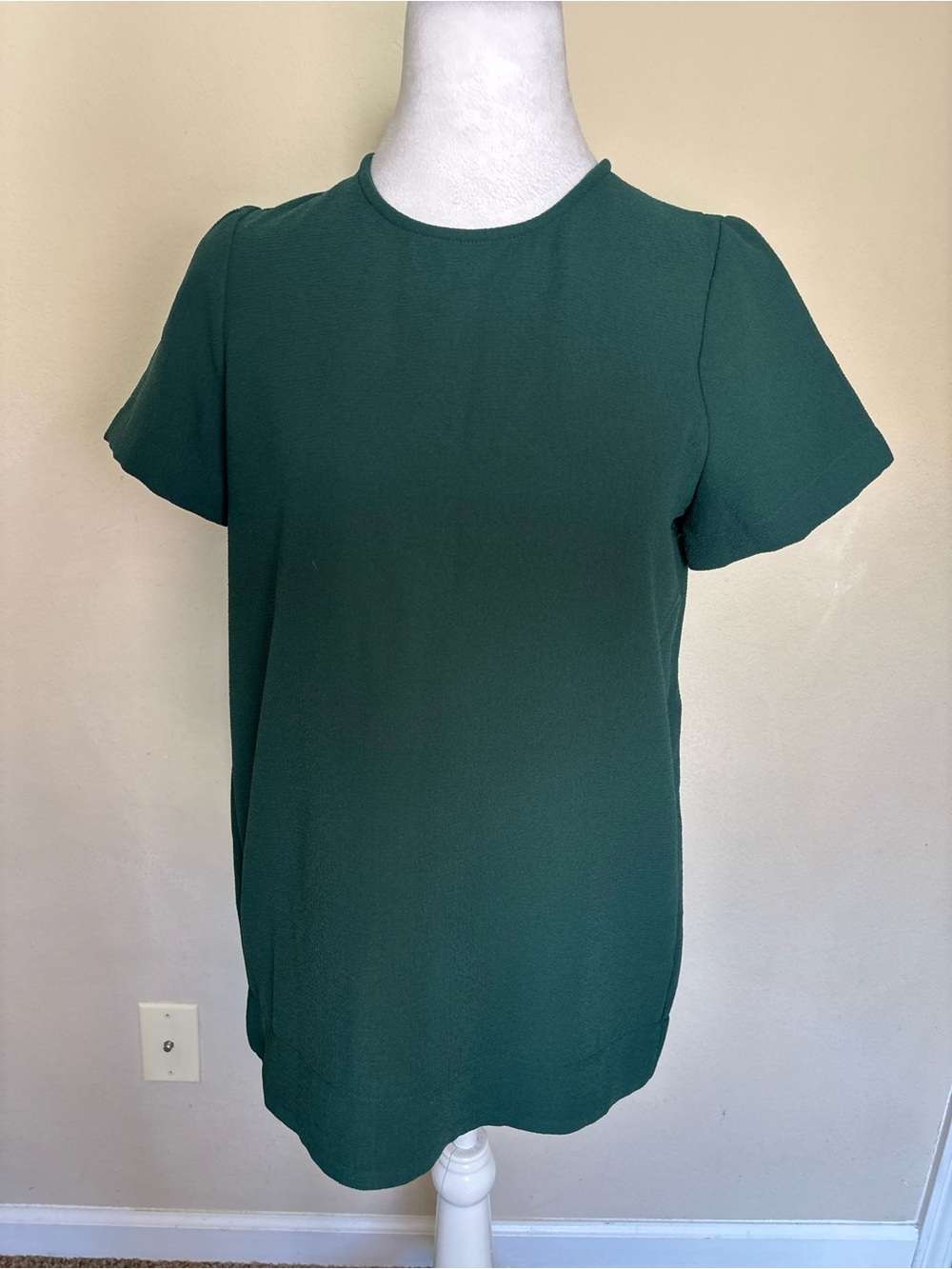 Madewell Women’s Green Solid Woven Polyester Button Blouse Short Sleeve XS